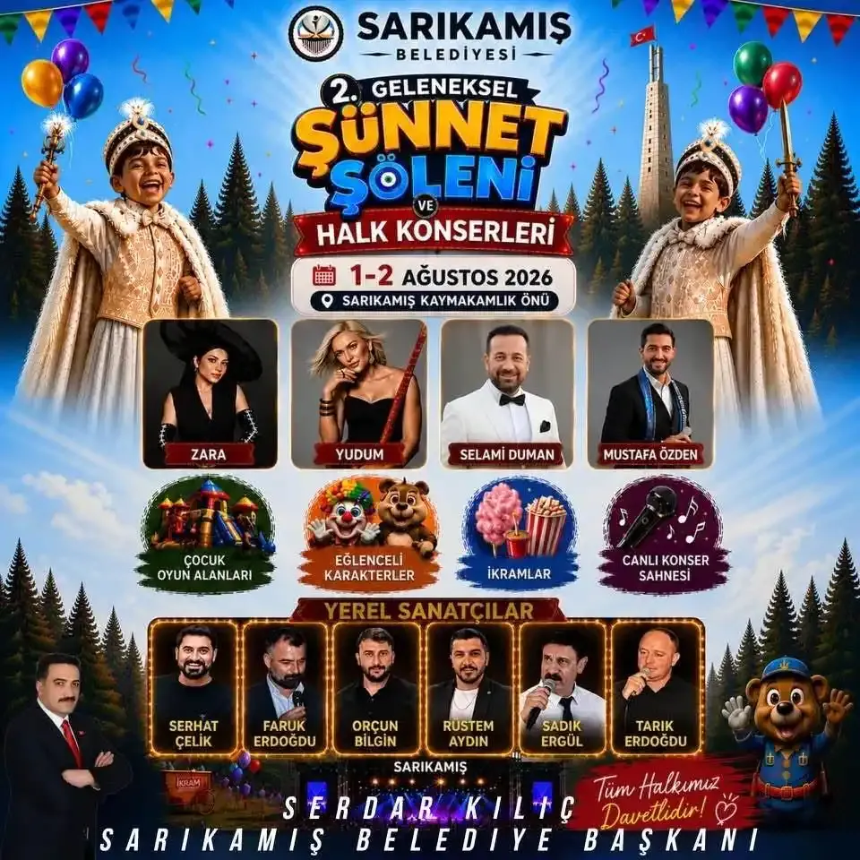 Sarıkamış'ta 2. geleneksel sünnet şöleni ve halk konserleri coşkusu yaşanacak