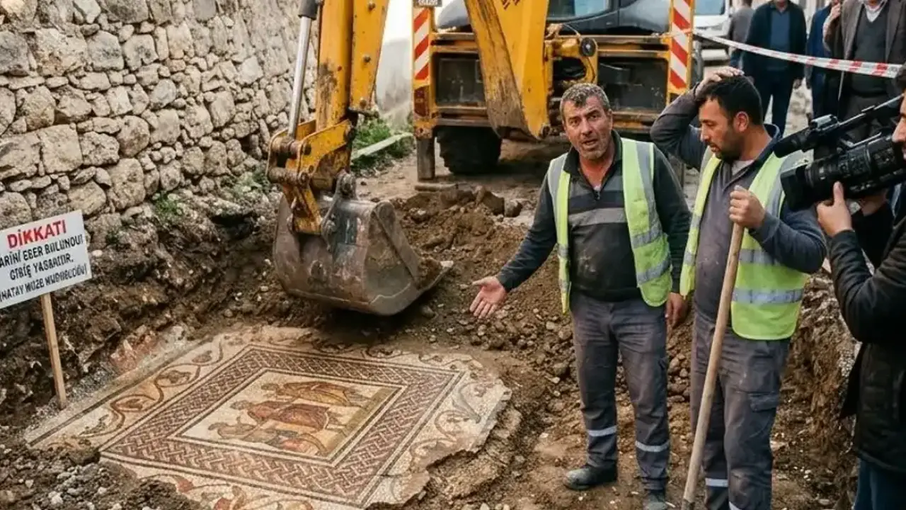 Altyapı kazısında mozaik bulundu