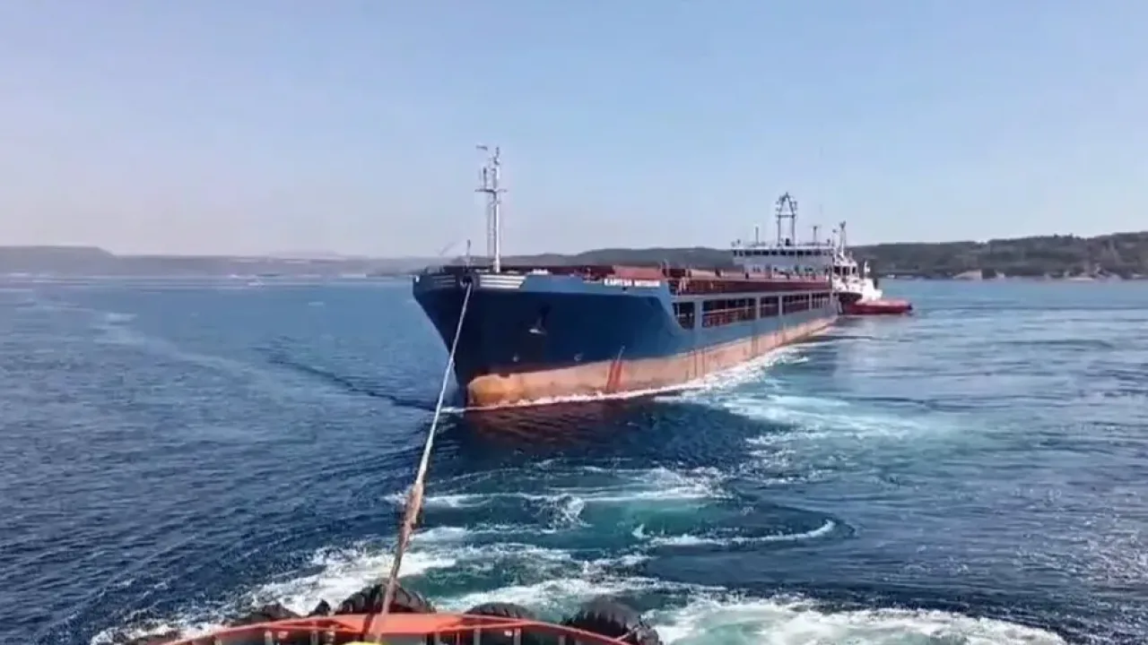 Çanakkale'de arızalanan 142 metrelik gemi emniyete alındı
