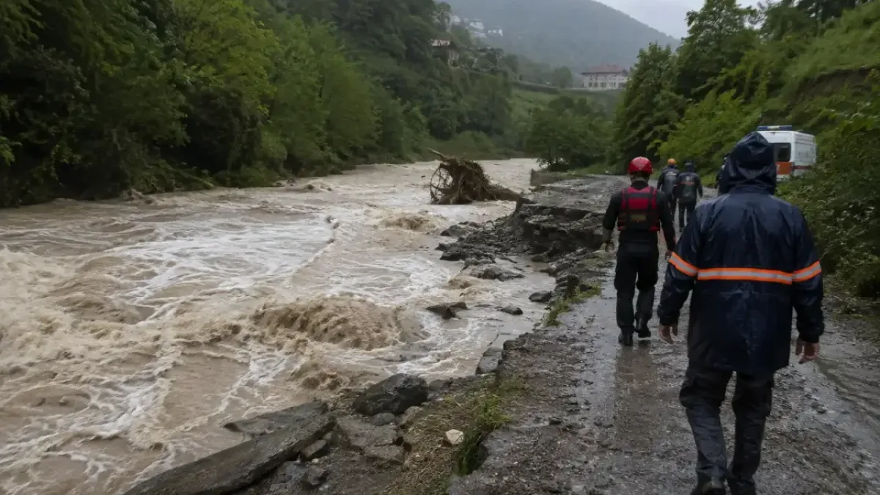 Giresun’da sel dehşeti: Anne ve iki kızını arama çalışması