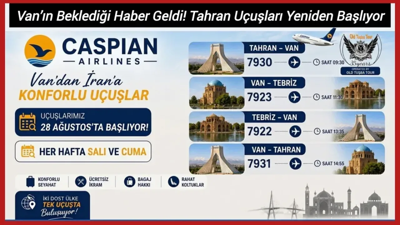 Van Tahran uçuşları 28 Ağustos'ta yeniden başlıyor