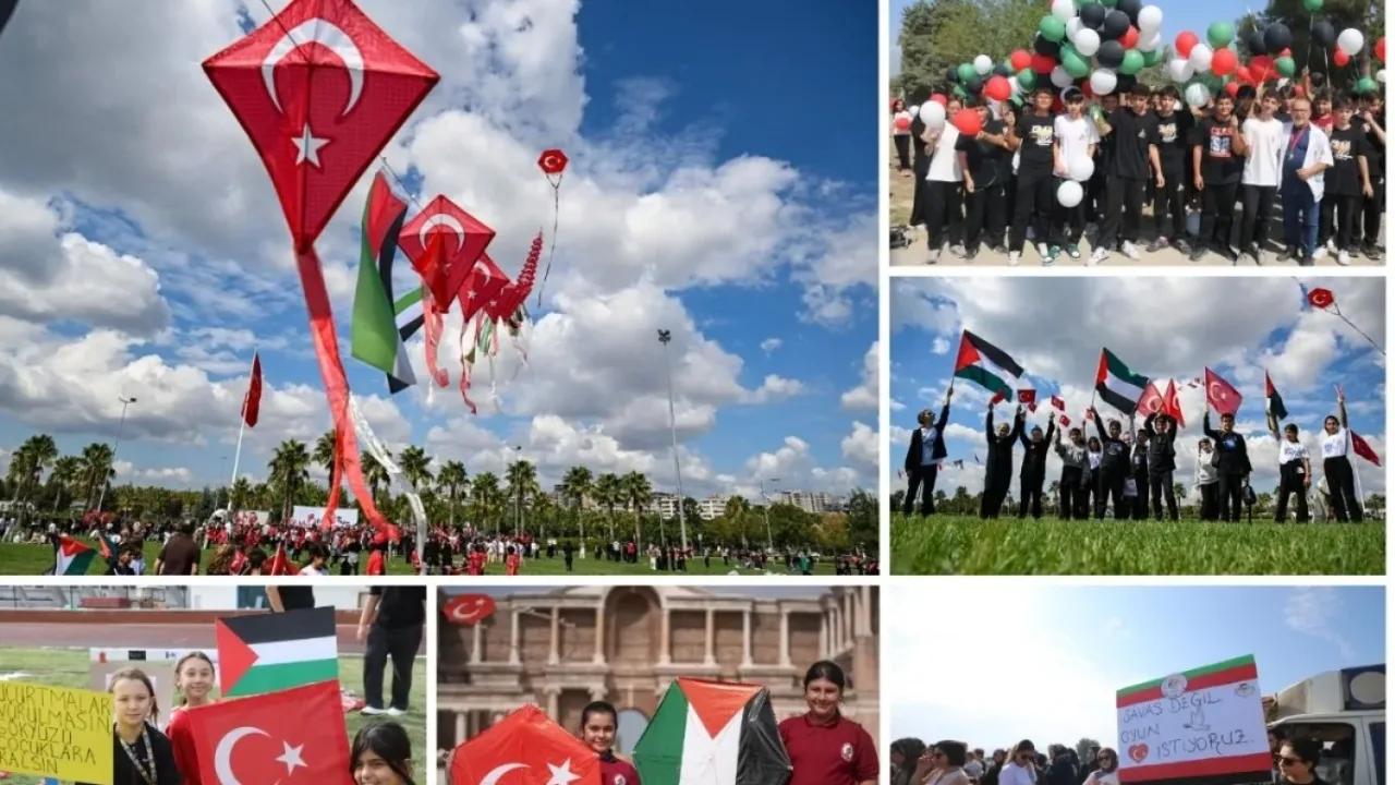 Uçurtmalar Gazzeli çocuklar için semalarda
