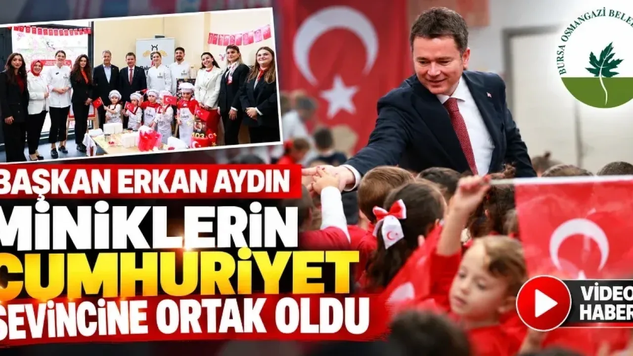 Başkan Erkan Aydın, miniklerin Cumhuriyet sevincine ortak oldu