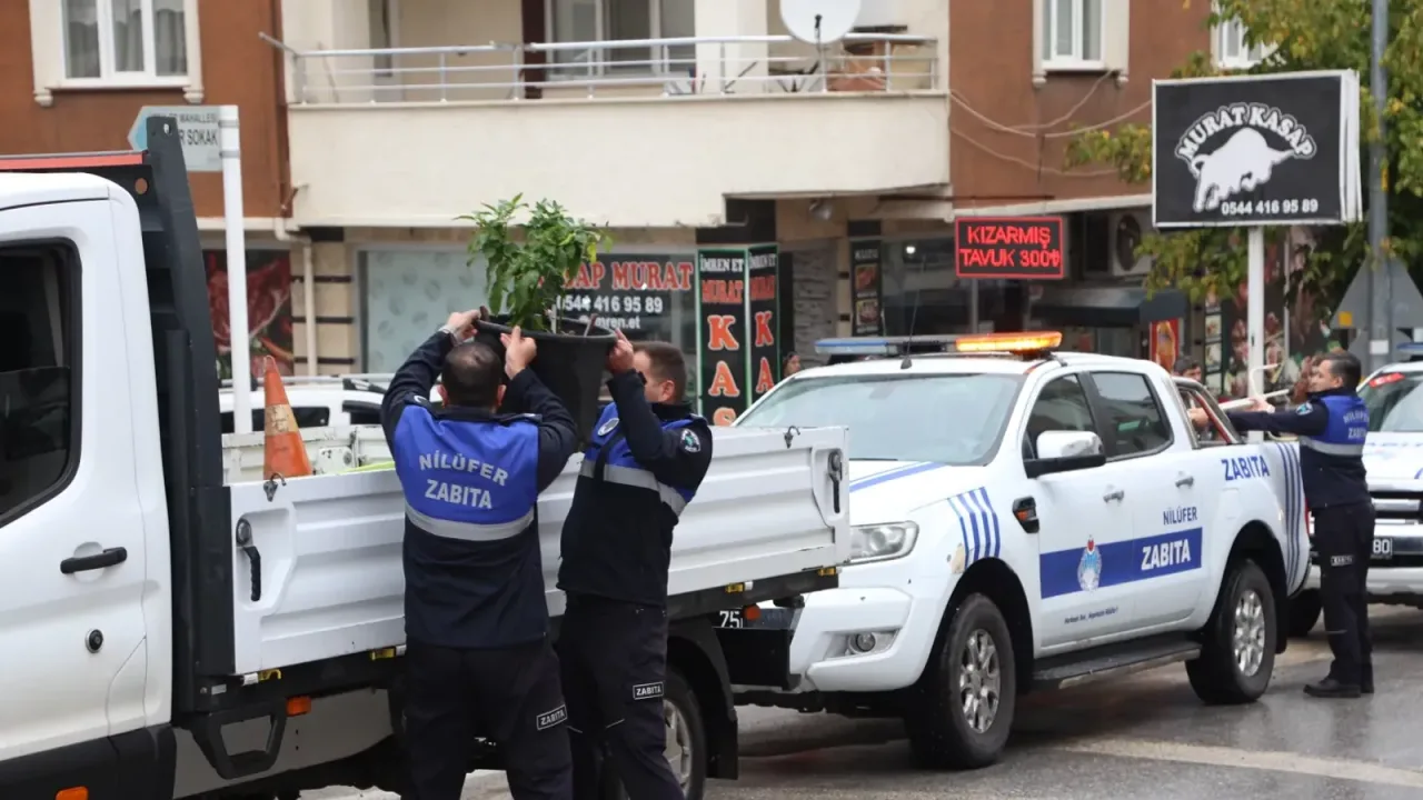 Bursa Nilüfer’de kaldırım ve yolları işgal eden tabelalar