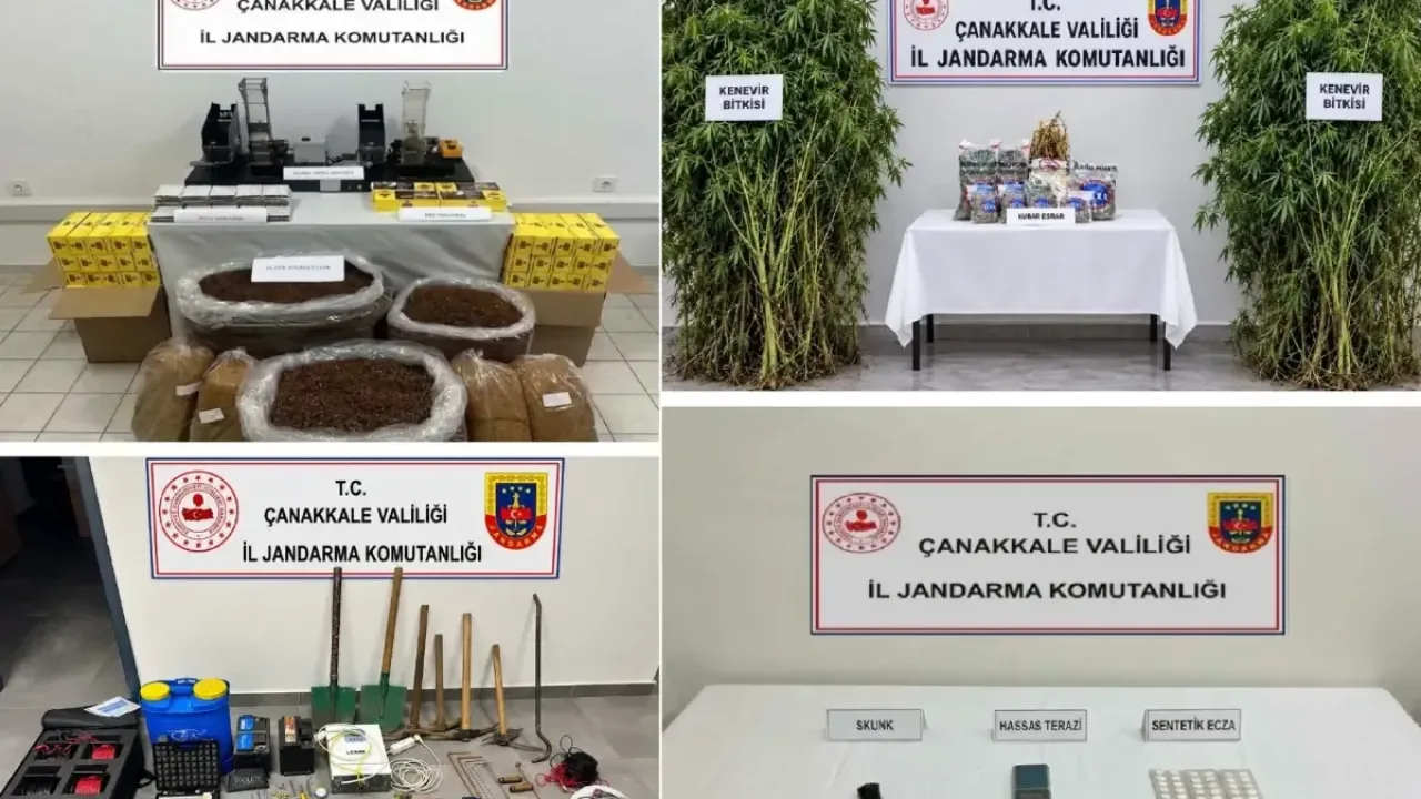 Çanakkale'de 3 ilçeye jandarma operasyonu: Uyuşturucu, kaçak