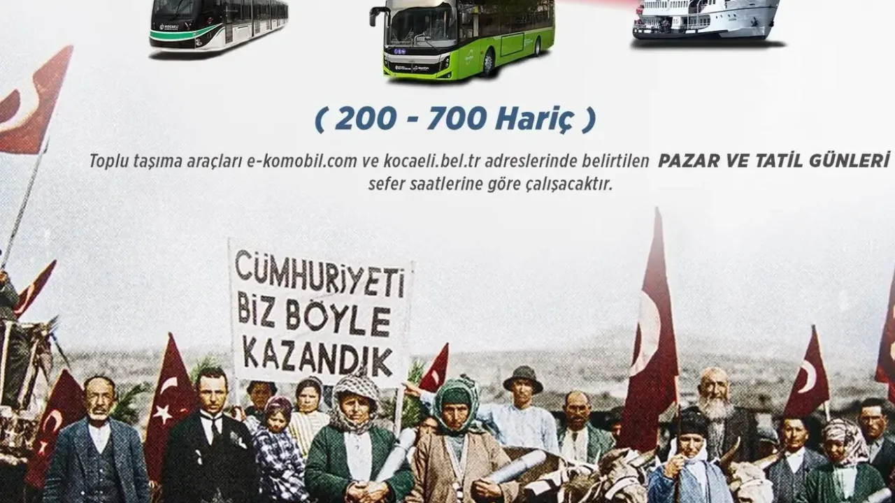 Kocaeli’de 29 Ekim’de toplu ulaşım ücretsiz